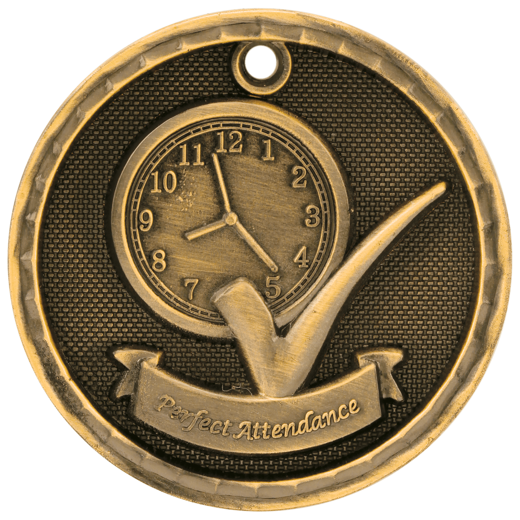 3D Perfect Attendance Medal 2" / Gold