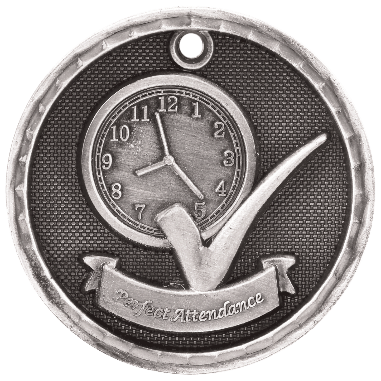 3D Perfect Attendance Medal 2" / Silver