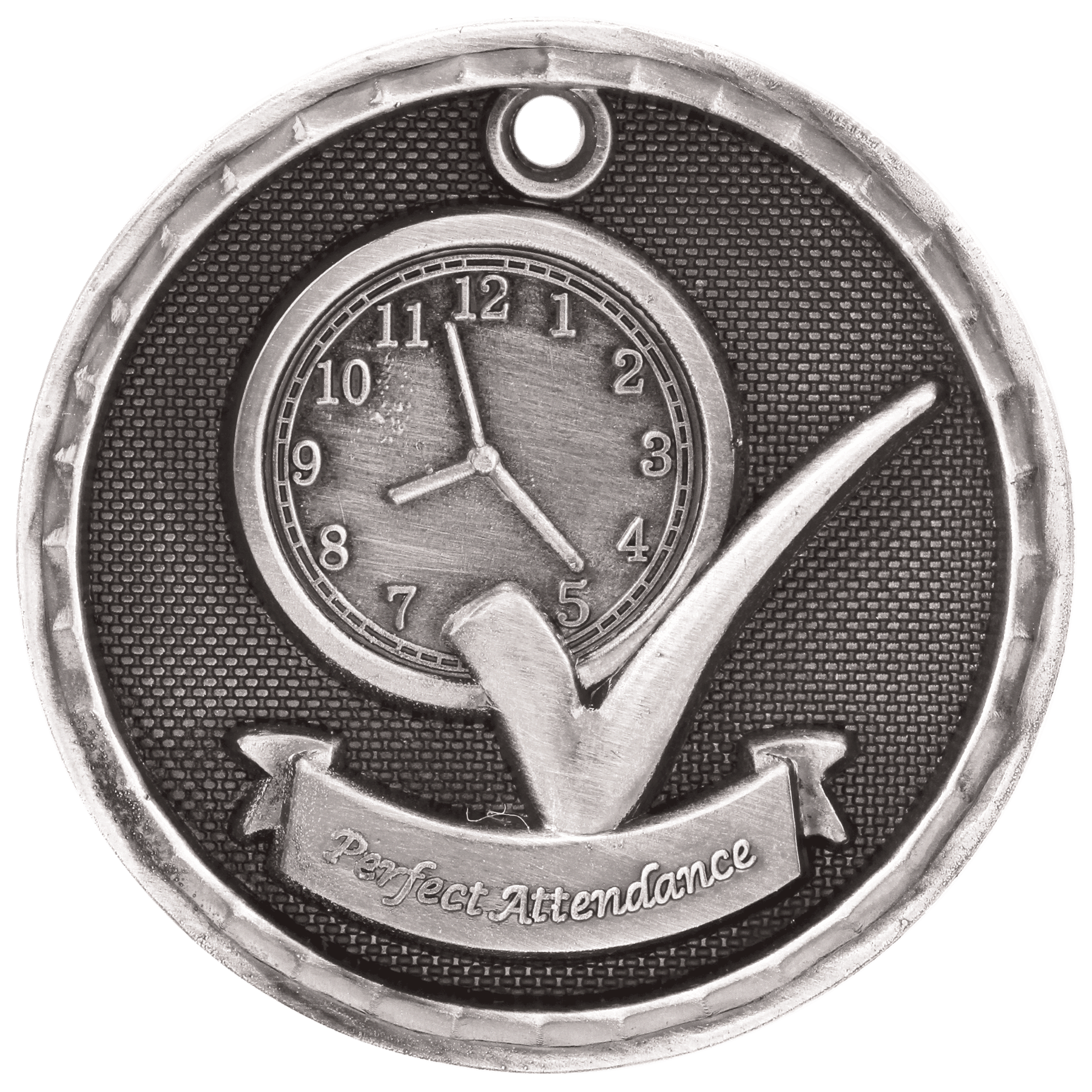 3D Perfect Attendance Medal 2" / Silver