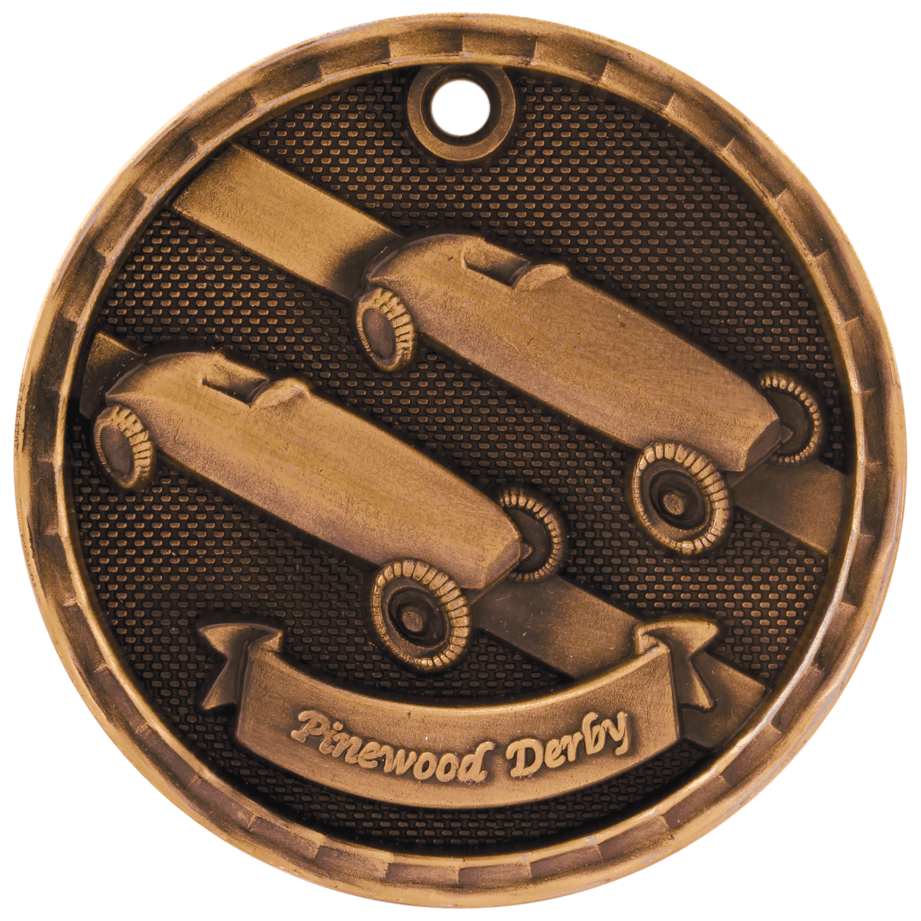 3D Pinewood Derby Medal 2" / Bronze (Copper Tone)