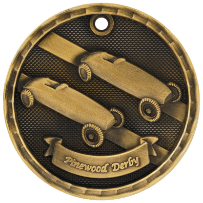 3D Pinewood Derby Medal 2" / Gold