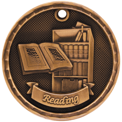 3D Reading Medal 2" / Bronze (Copper Tone)