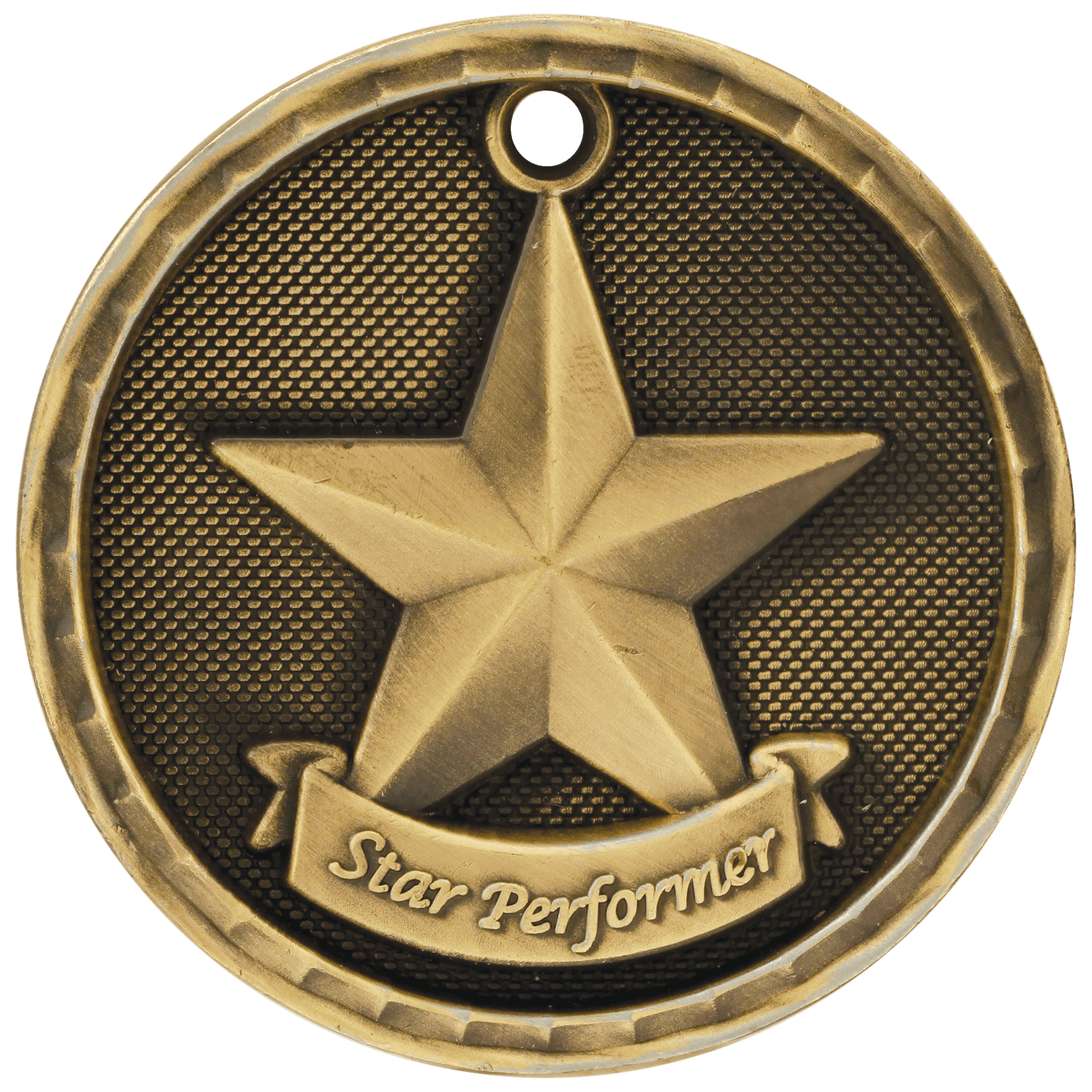 3D Star Performer Medal 2" / Gold