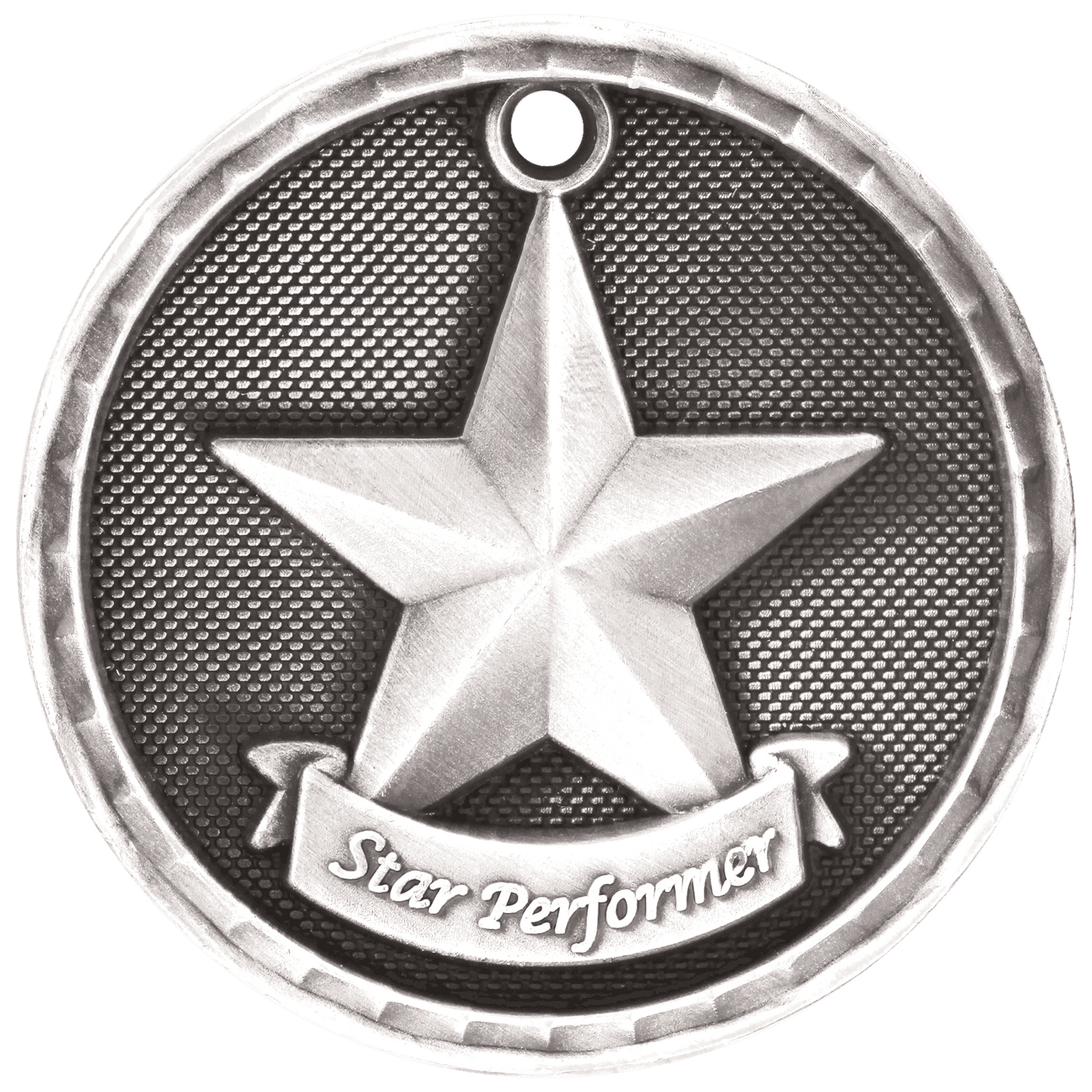 3D Star Performer Medal 2" / Silver
