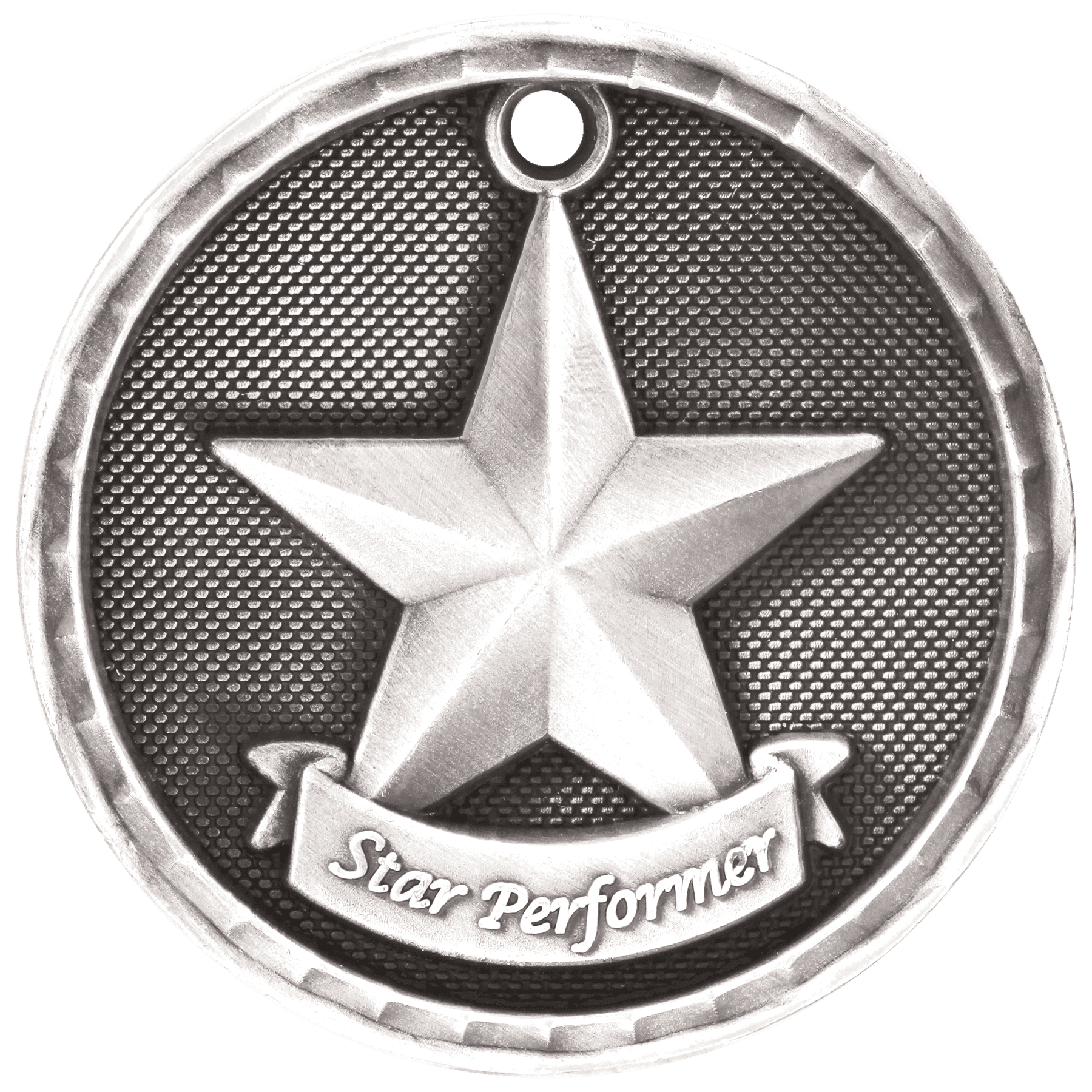 3D Star Performer Medal 2" / Silver