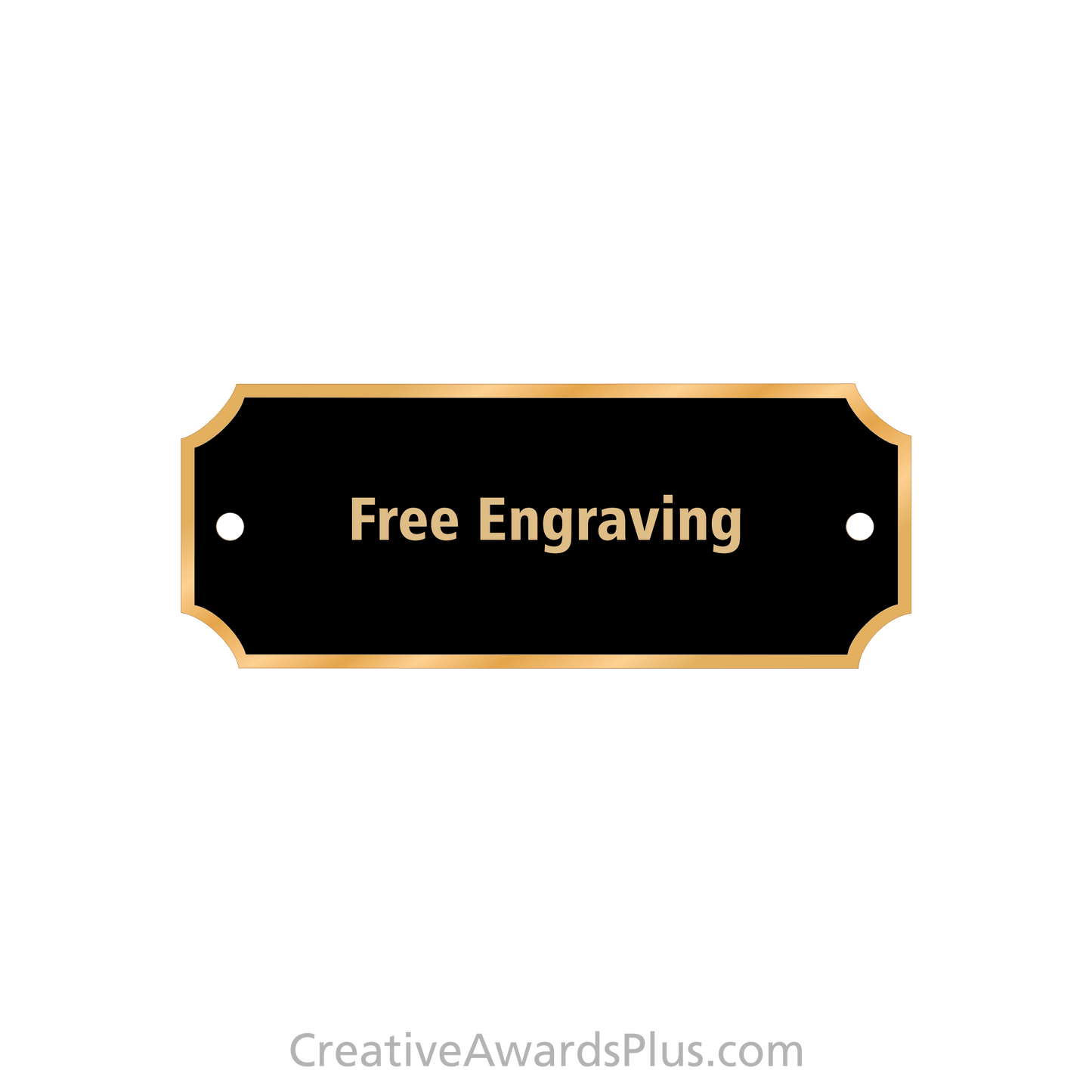 Black Brass Perpetual Plate with Gold Border 1" x 2.5" / Black