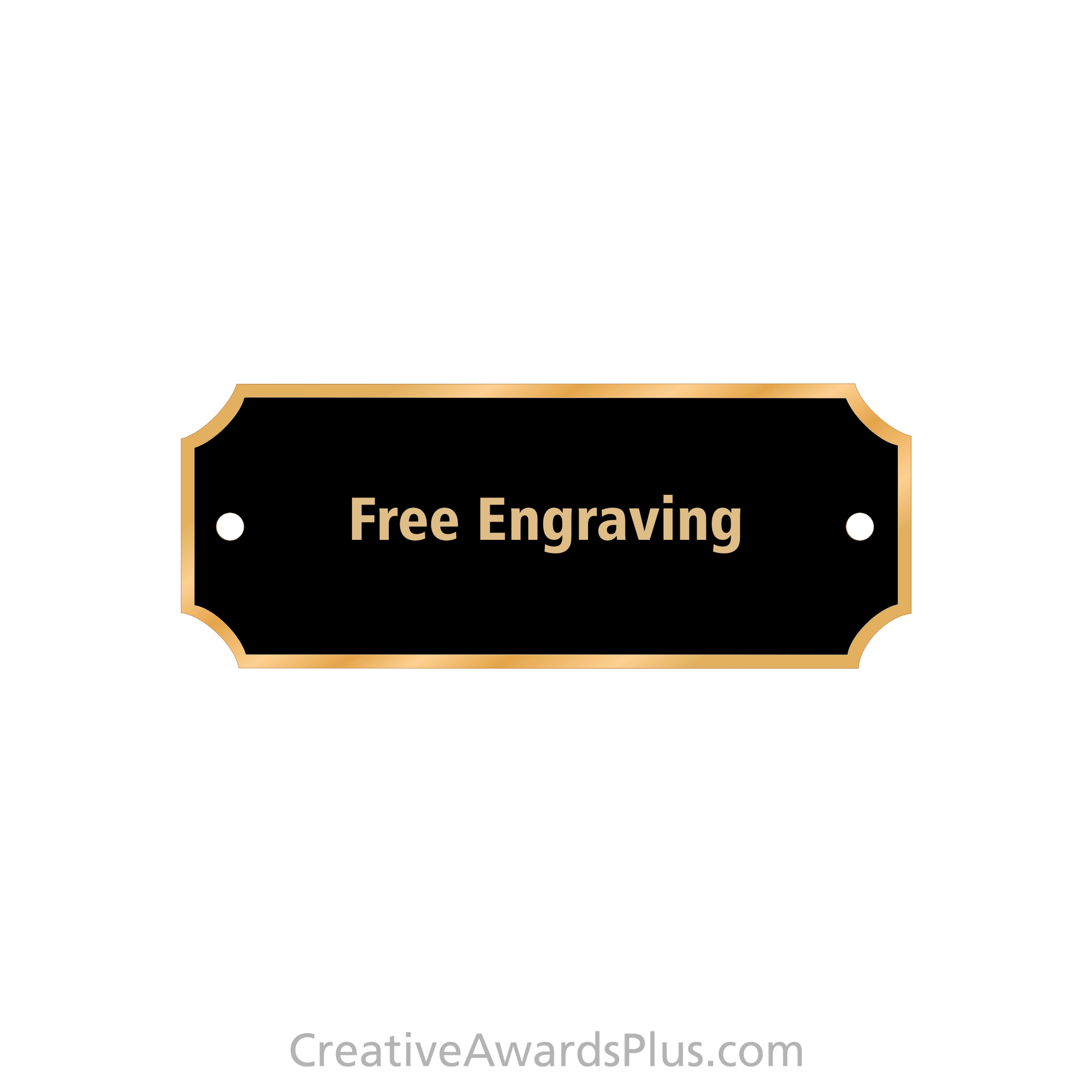 Black Brass Perpetual Plate with Gold Border 1" x 2.5" / Black