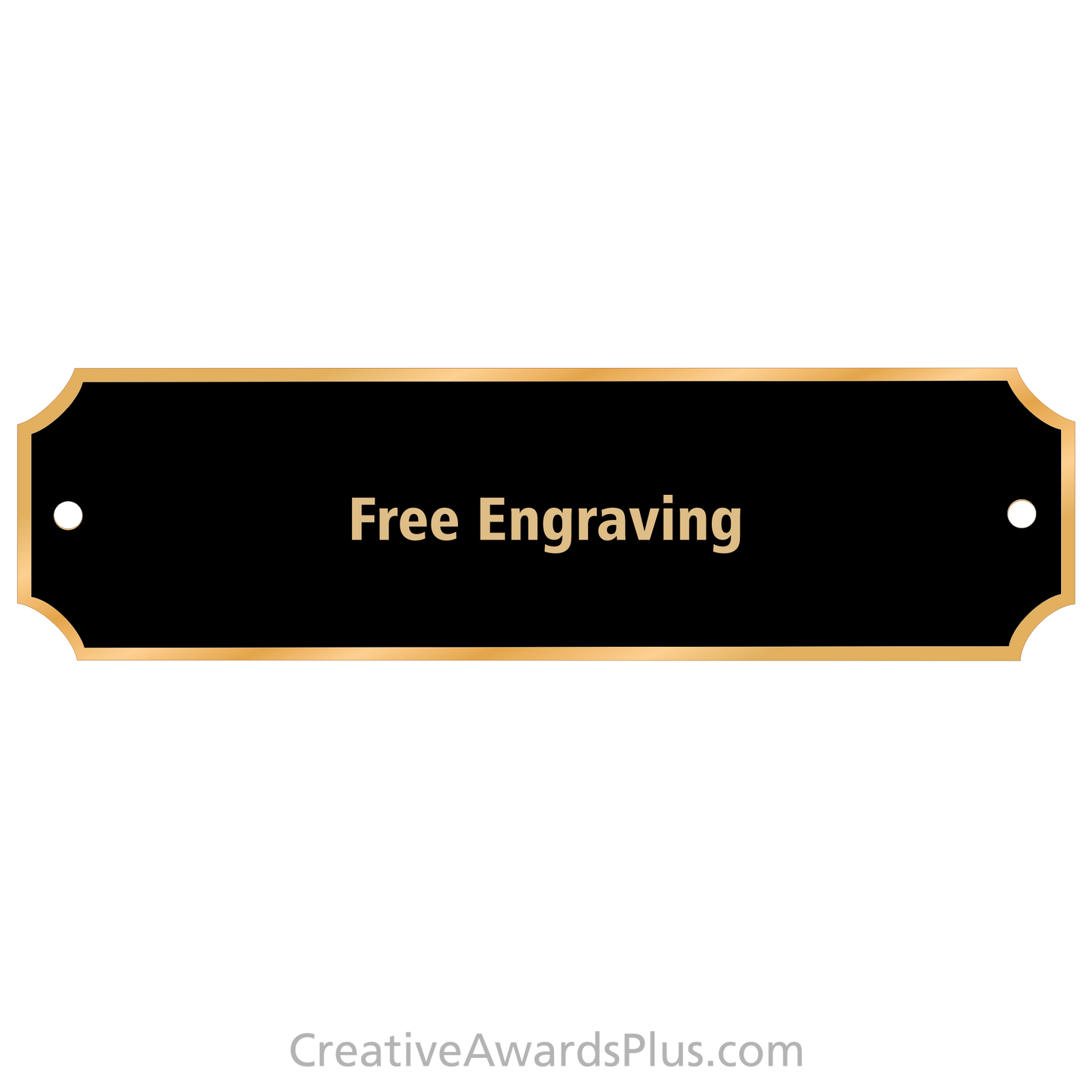 Black Brass Perpetual Plate with Gold Border 1" x 3.25" / Black