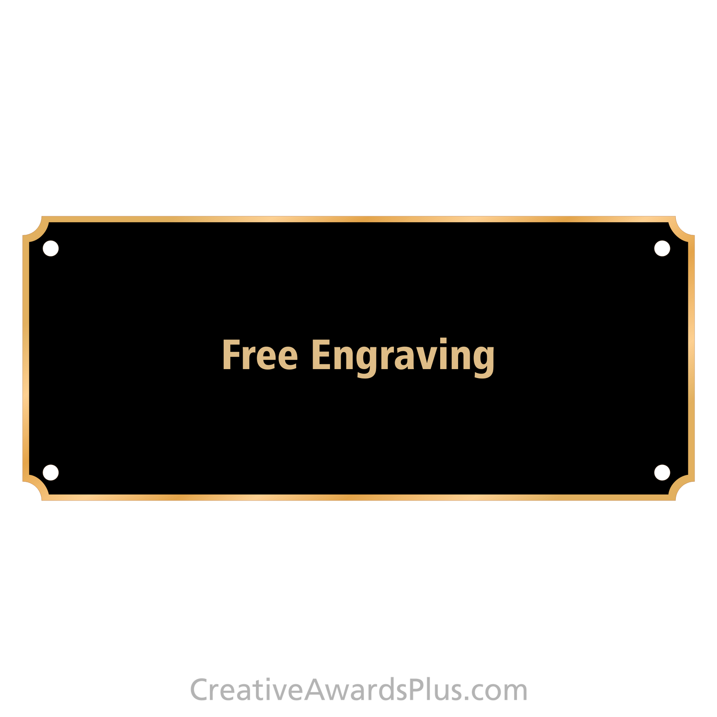 Black Brass Header Plate with Gold Border 3" x 7" / Black