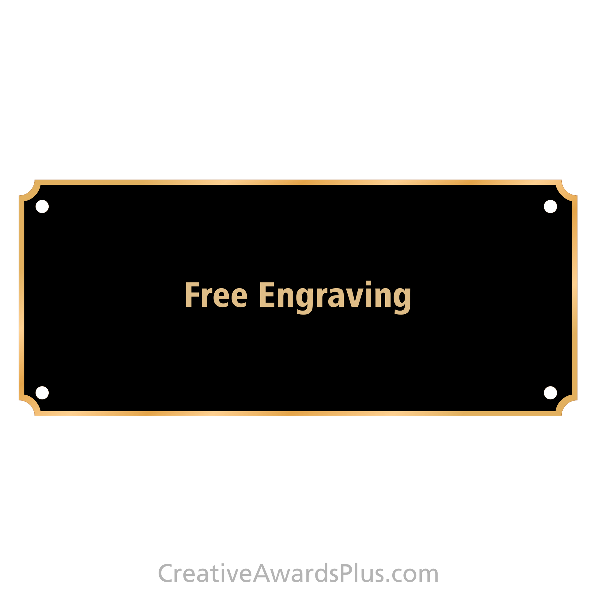 Black Brass Header Plate with Gold Border 3" x 7" / Black
