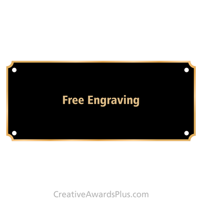 Black Brass Header Plate with Gold Border 3" x 7" / Black