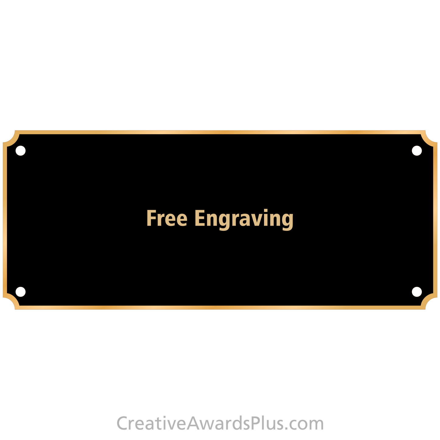Black Brass Header Plate with Gold Border 3.5" x 8.5" / Black