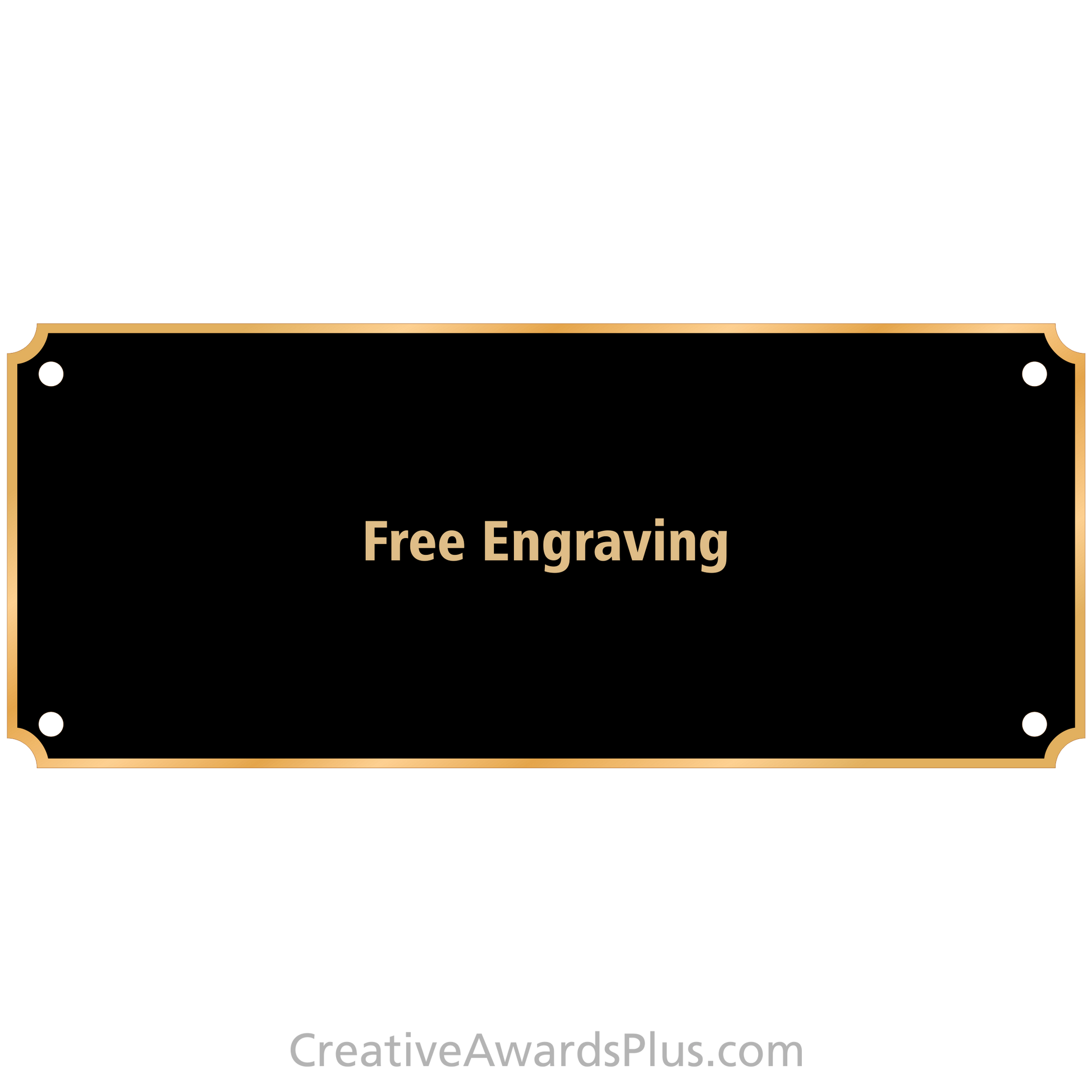 Black Brass Header Plate with Gold Border 3.5" x 8.5" / Black