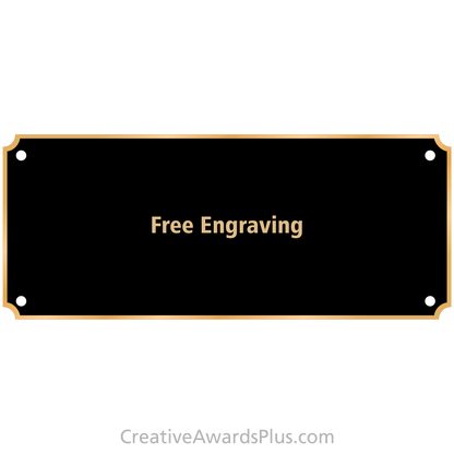 Black Brass Header Plate with Gold Border 3.5" x 8.5" / Black