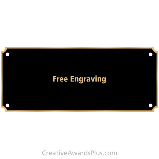 Black Brass Header Plate with Gold Border 3.5" x 8.5" / Black