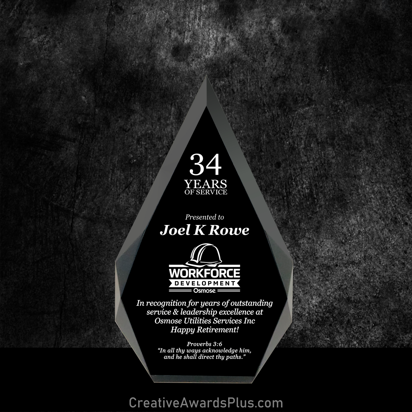 Black Diamond Acrylic Award 7.875" / Black
