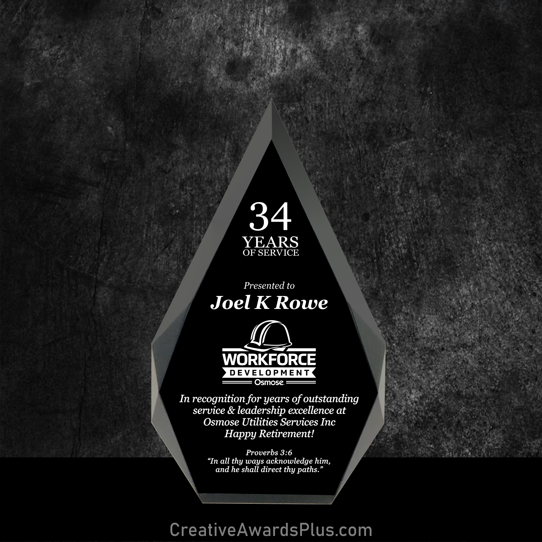 Black Diamond Acrylic Award 7.875" / Black