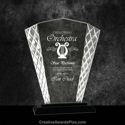 Accented Fan Glass Award 8" / Black