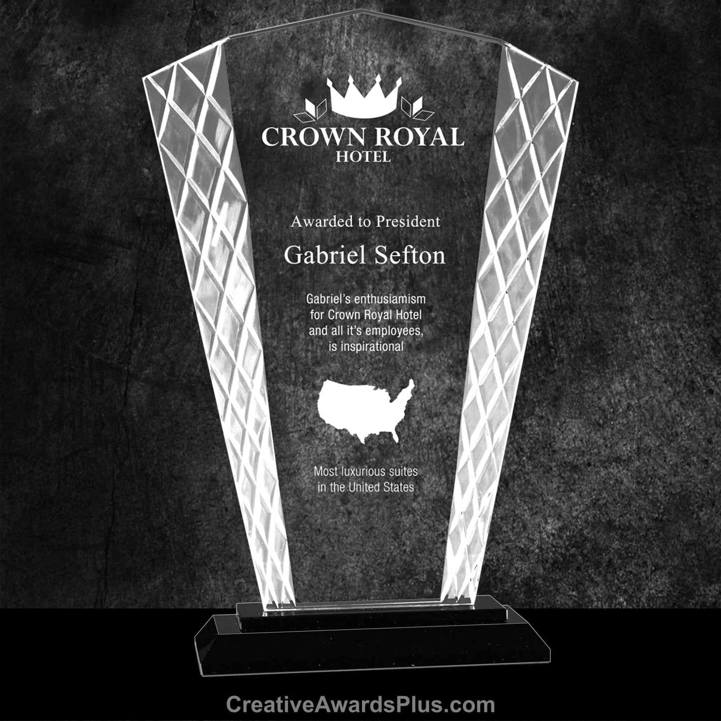 Accented Fan Glass Award 9.5" / Black
