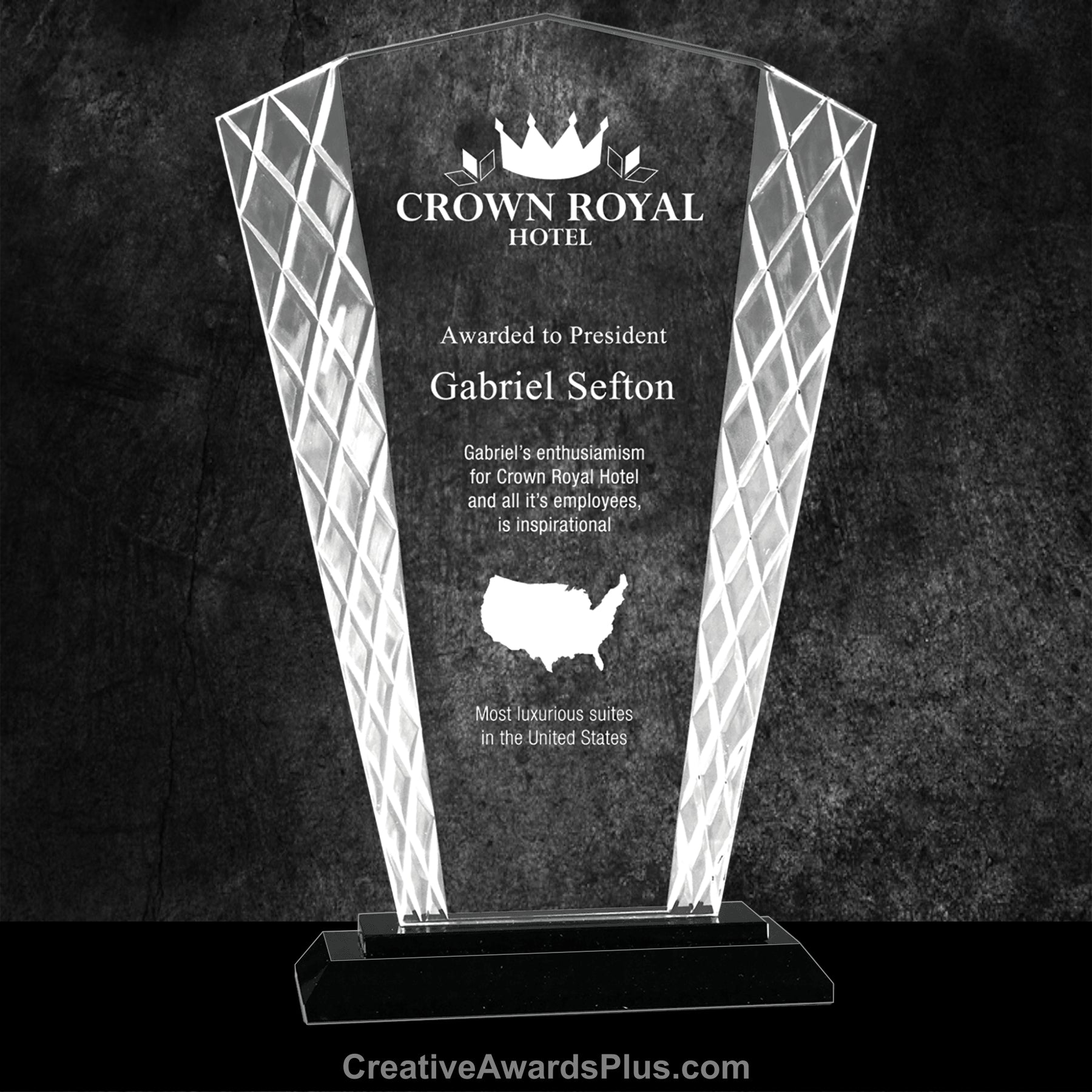 Accented Fan Glass Award 9.5" / Black