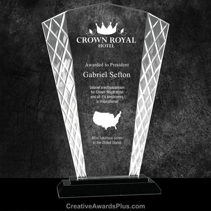 Accented Fan Glass Award 9.5" / Black