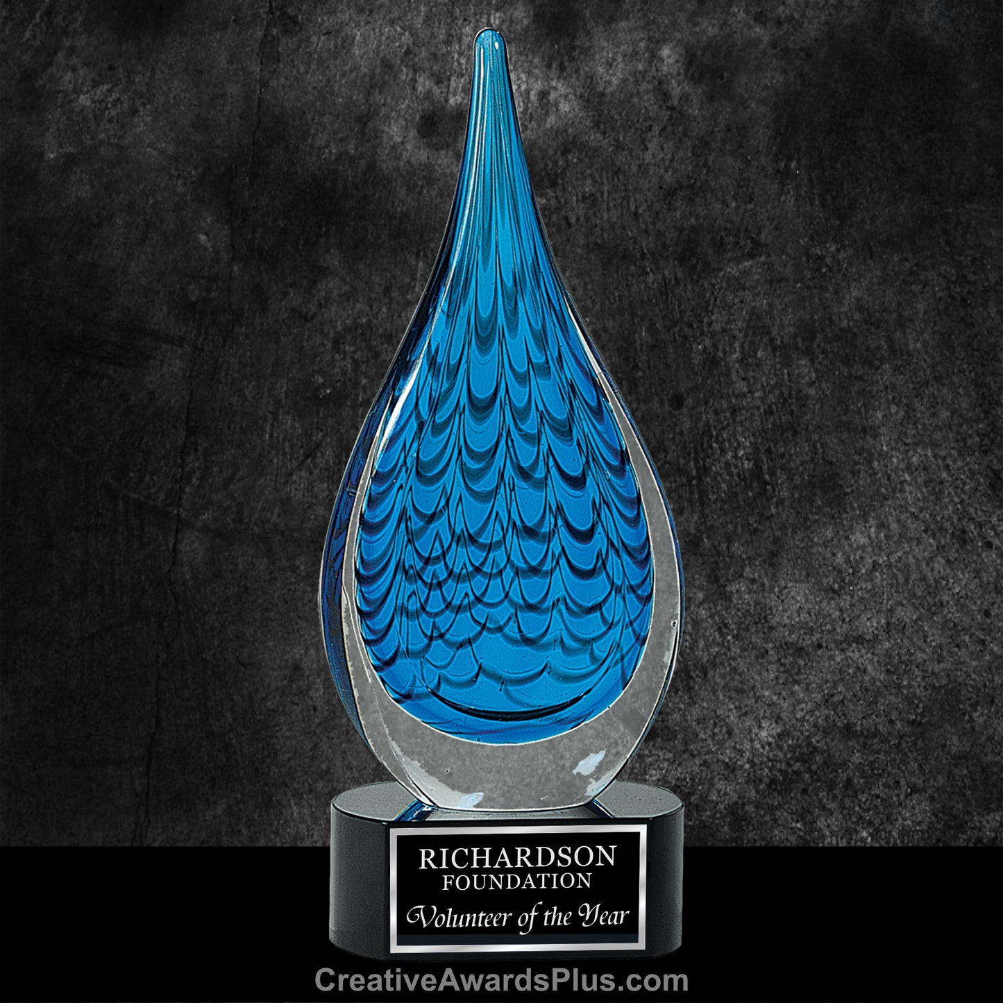 Blue Tiger Rain Drop Art Glass 12.5" / Blue