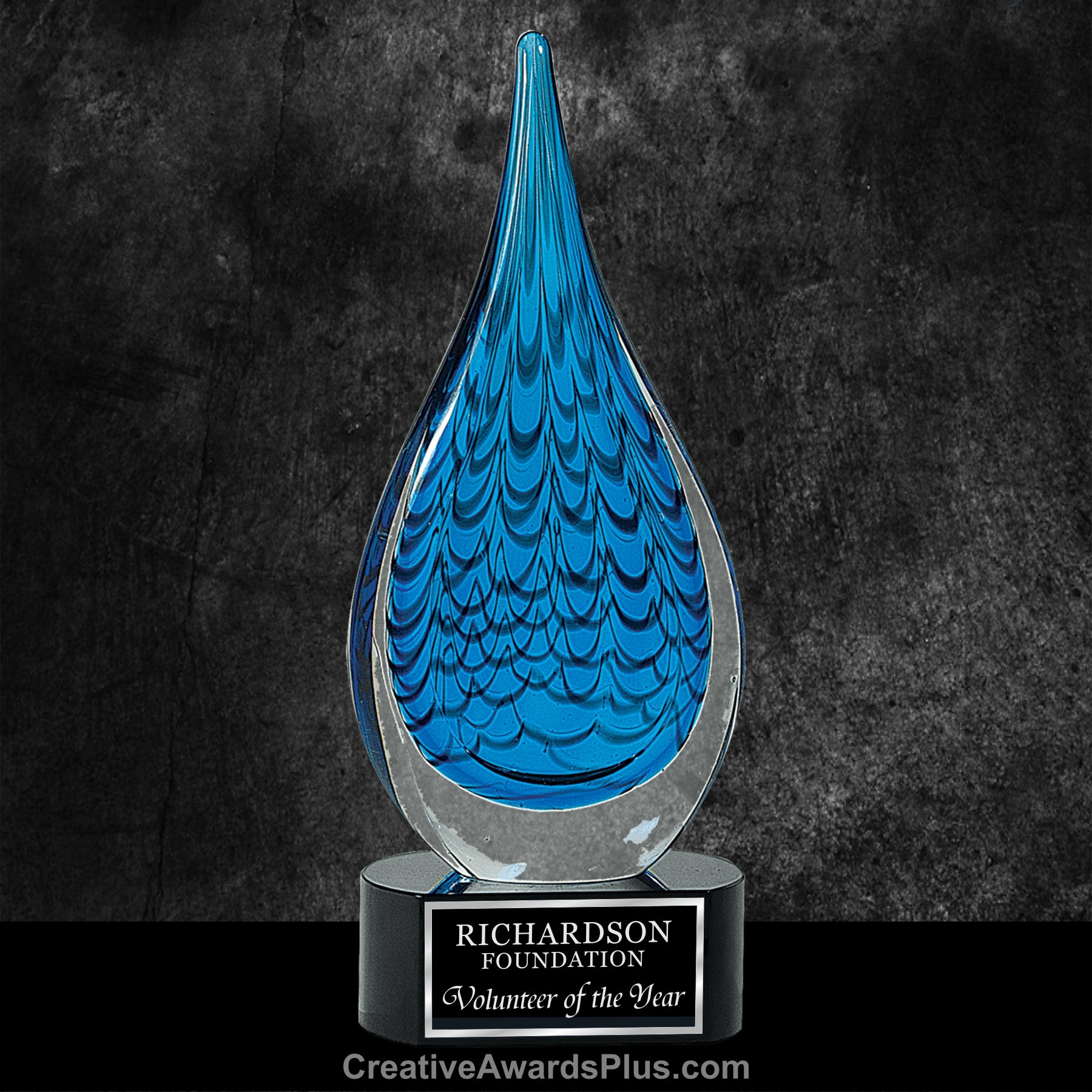 Blue Tiger Rain Drop Art Glass 12.5" / Blue