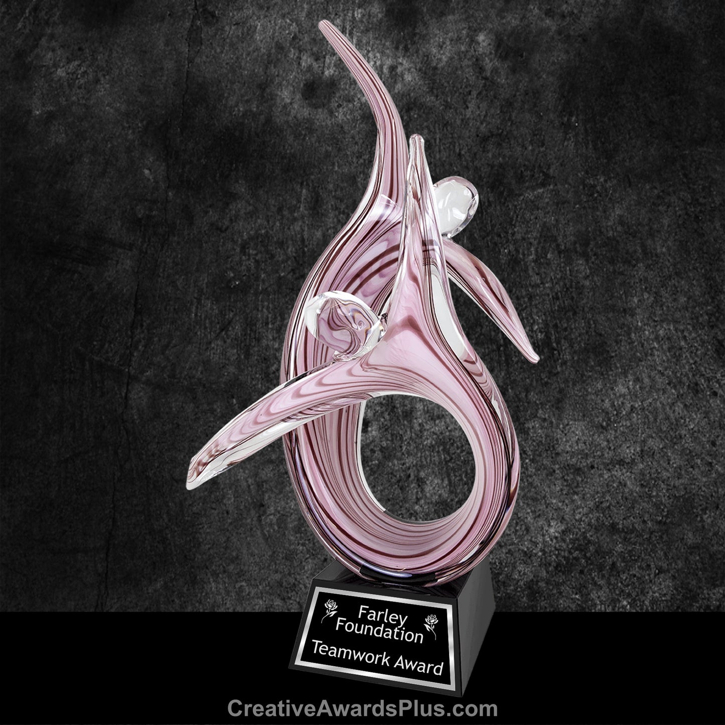 Duo Figures Rising Art Glass 16.5" / Pink
