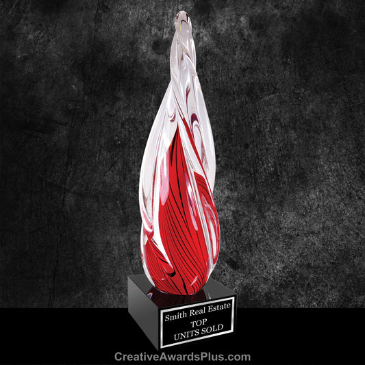 Red Twist Art Glass 12"" / Red