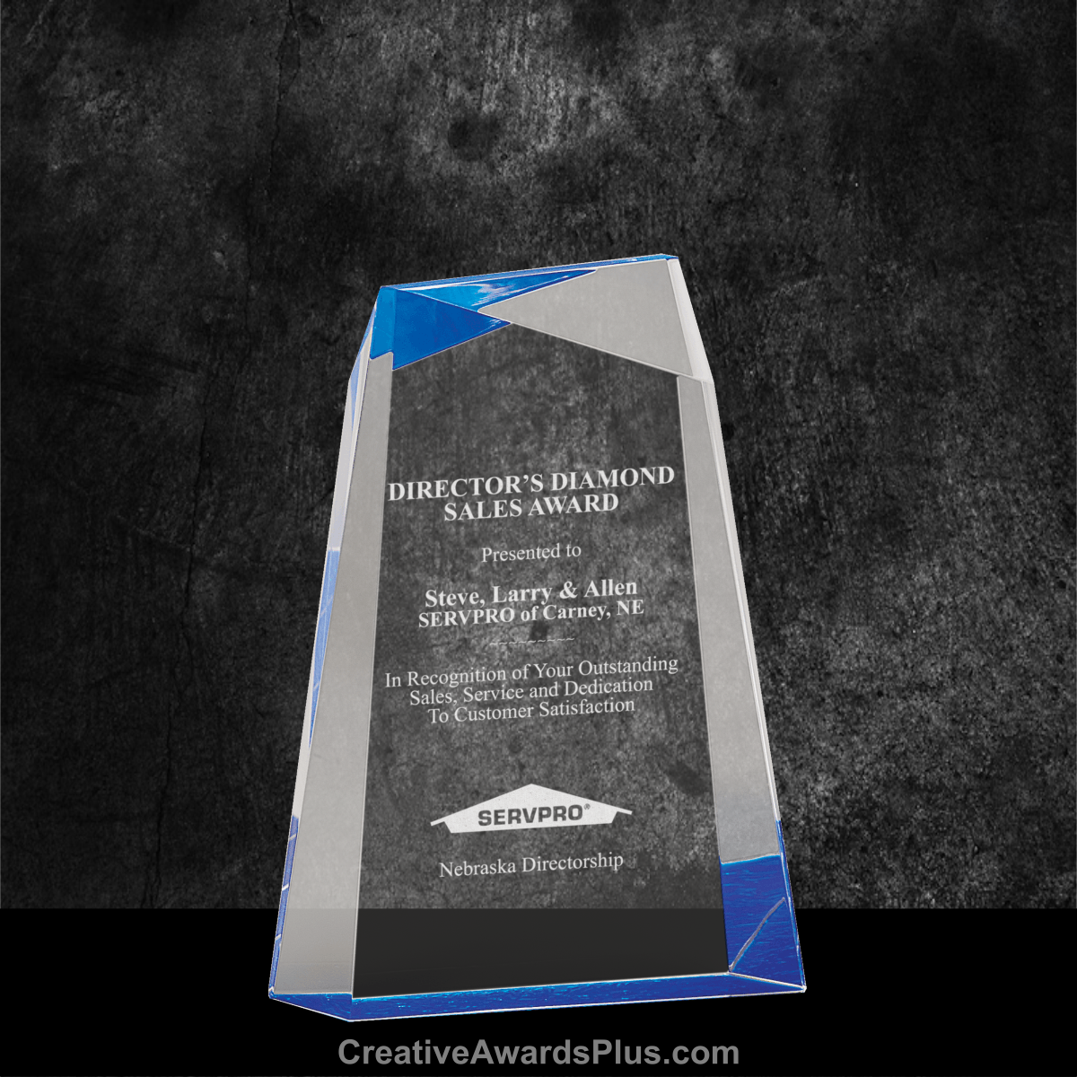 Facet Wedge Acrylic Award 7" / Blue