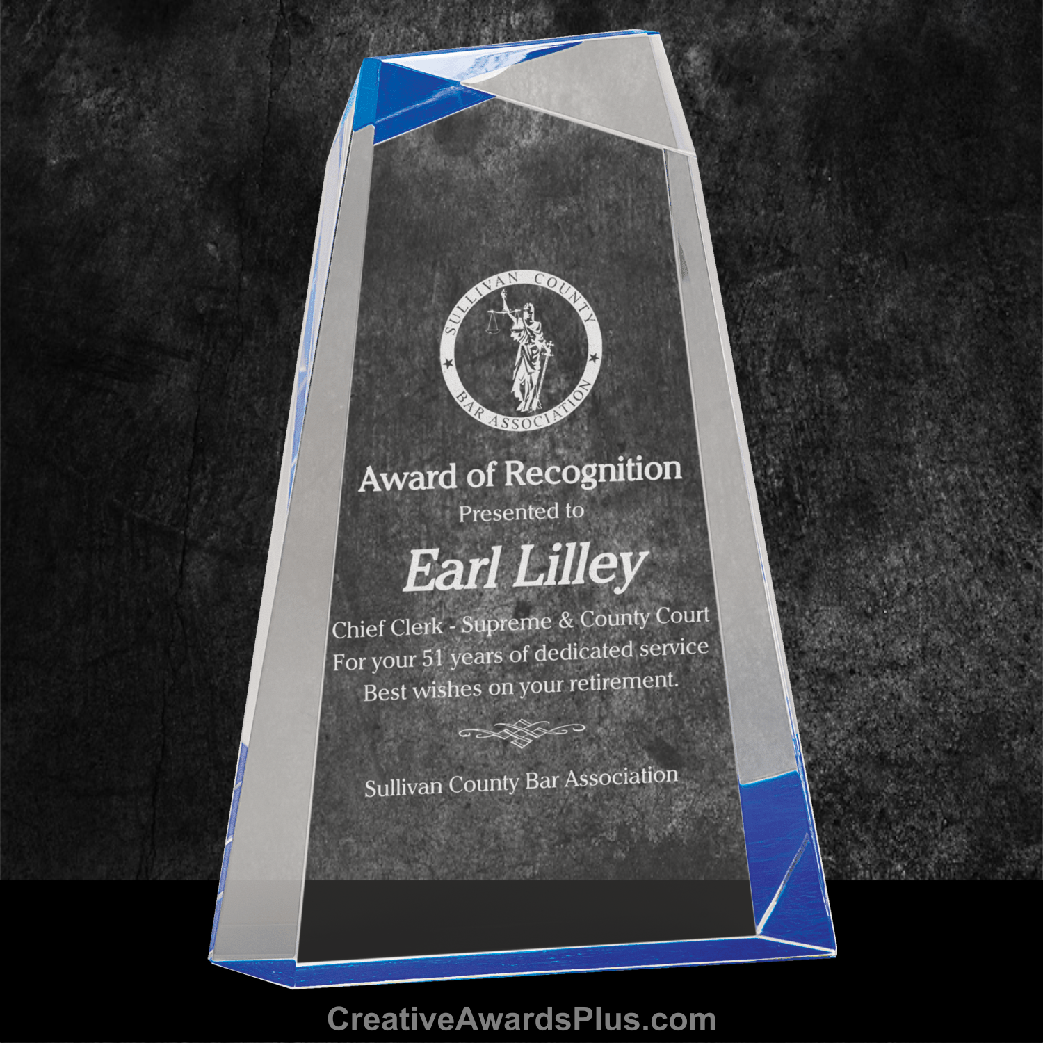 Facet Wedge Acrylic Award 9" / Blue