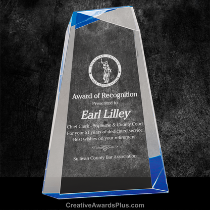 Facet Wedge Acrylic Award 9" / Blue