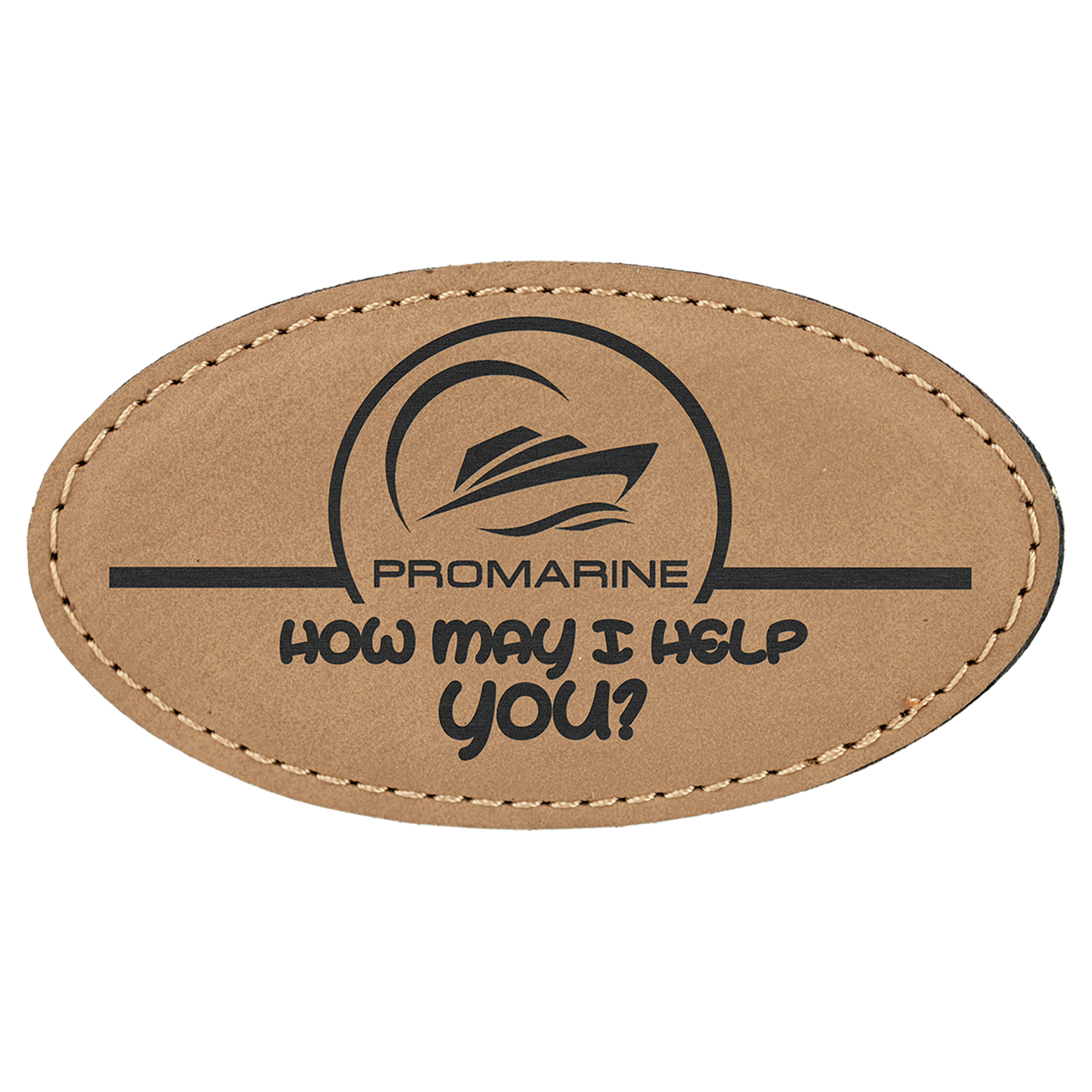 Leatherette Name Badge 1.5"x3" - Oval / Light Brown