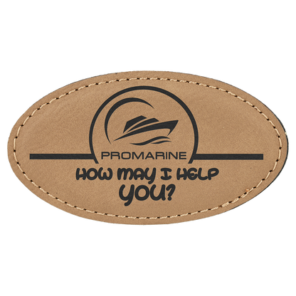 Leatherette Name Badge 1.5"x3" - Oval / Light Brown