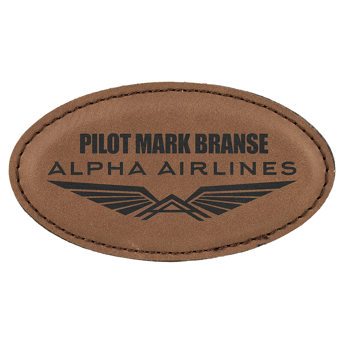 Leatherette Name Badge 1.5"x3" - Oval / Dark Brown