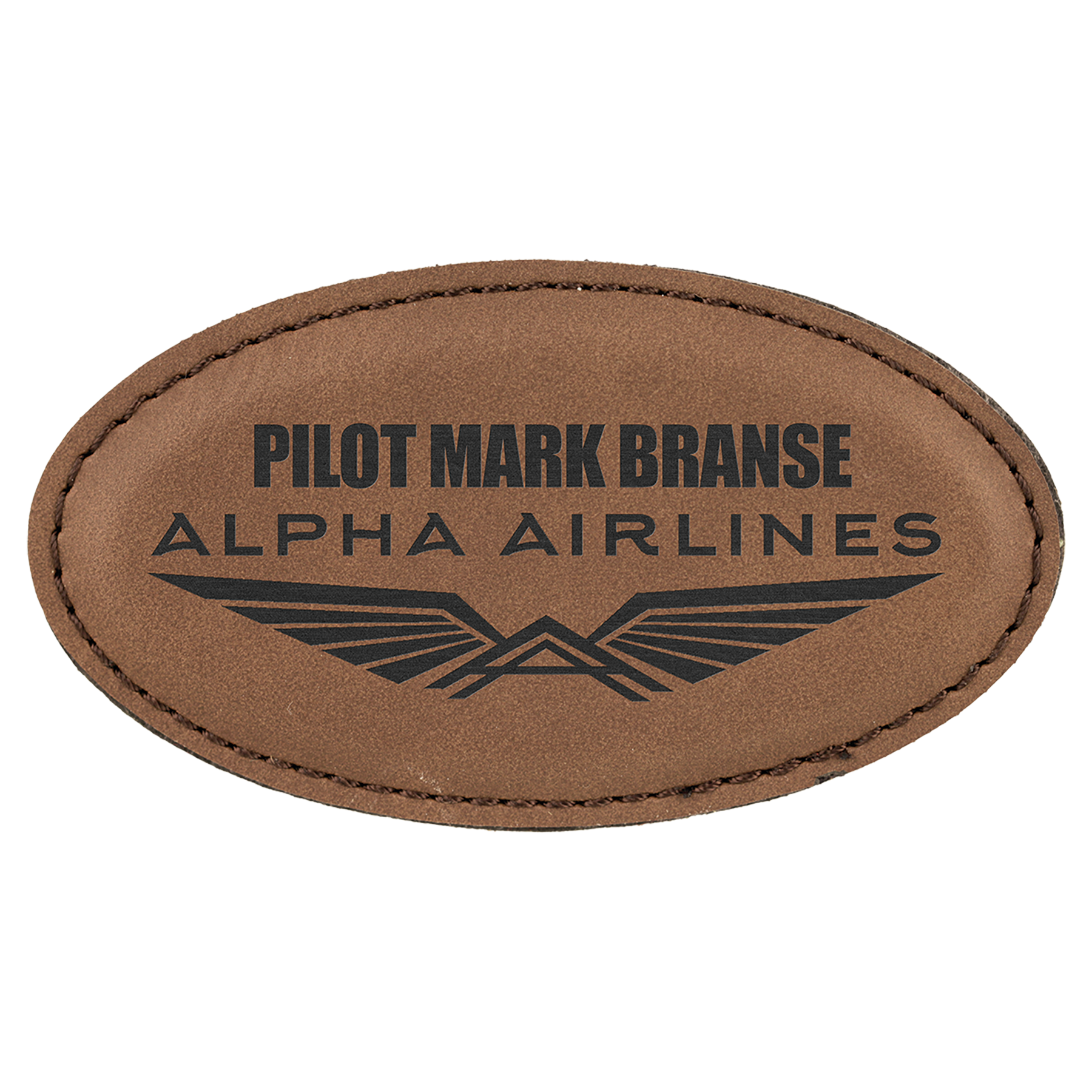 Leatherette Name Badge 1.5"x3" - Oval / Dark Brown