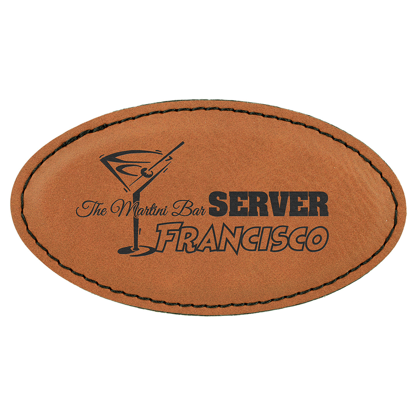 Leatherette Name Badge 1.5"x3" - Oval / Rawhide