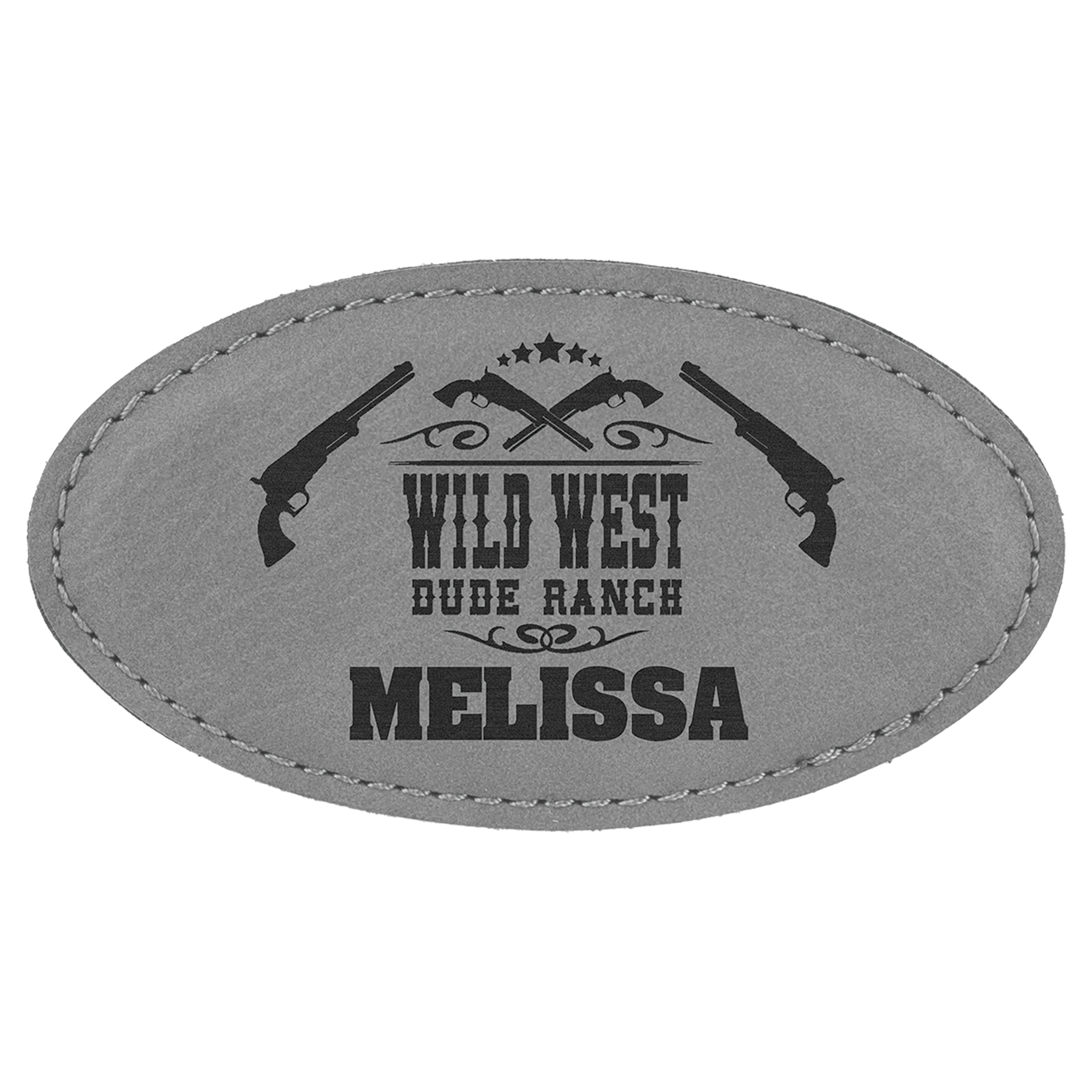 Leatherette Name Badge 1.5"x3" - Oval / Gray