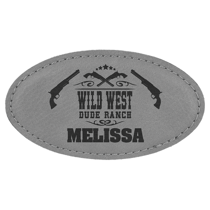 Leatherette Name Badge 1.5"x3" - Oval / Gray