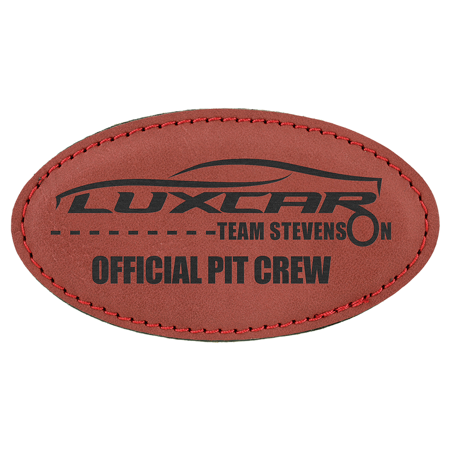 Leatherette Name Badge 1.5"x3" - Oval / Rose