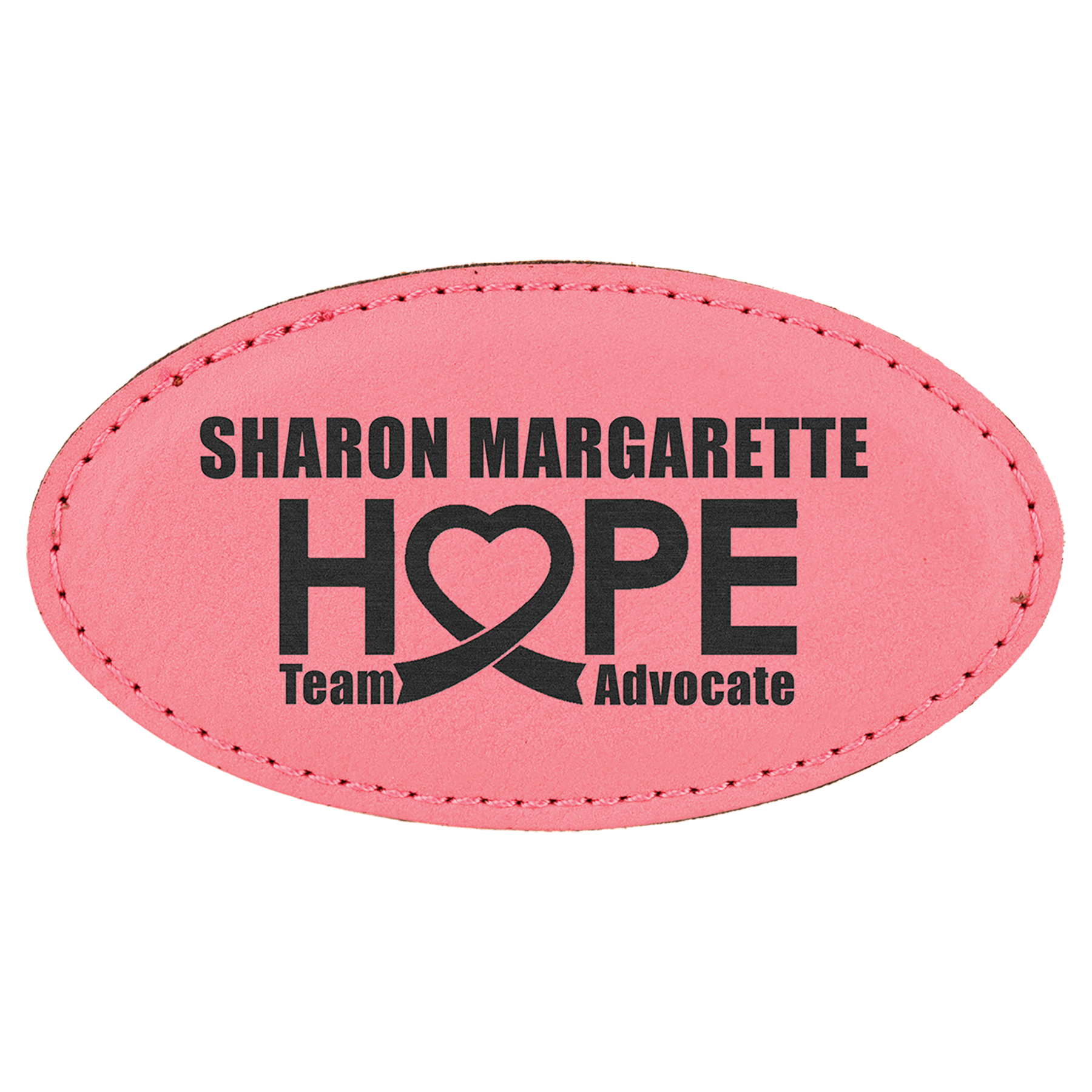 Leatherette Name Badge 1.5"x3" - Oval / Pink