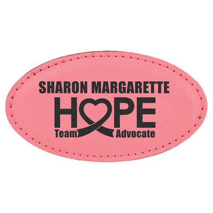 Leatherette Name Badge 1.5"x3" - Oval / Pink