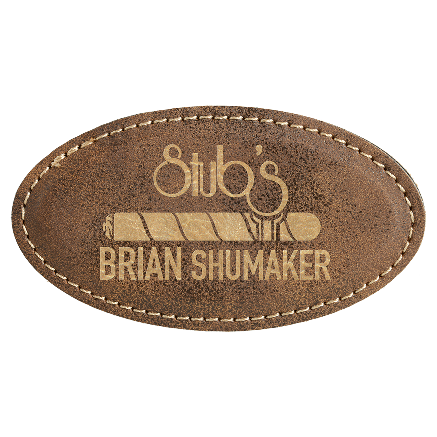 Leatherette Name Badge 1.5"x3" - Oval / Rustic