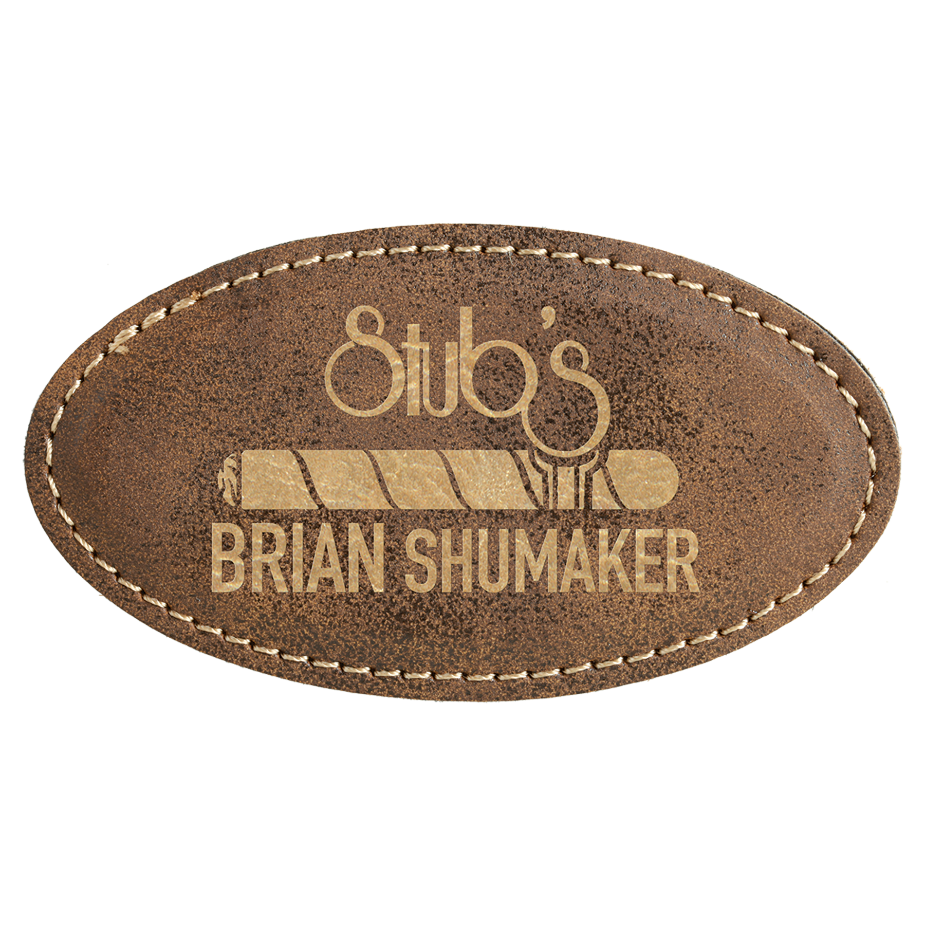 Leatherette Name Badge 1.5"x3" - Oval / Rustic