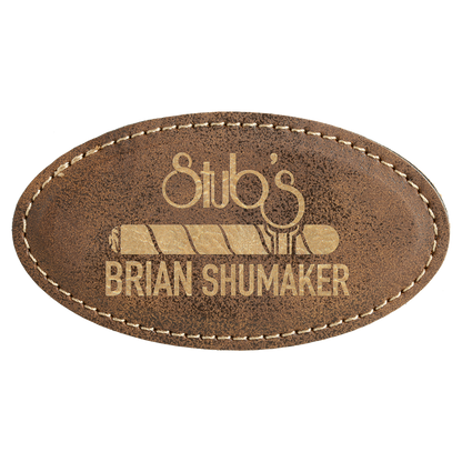 Leatherette Name Badge 1.5"x3" - Oval / Rustic