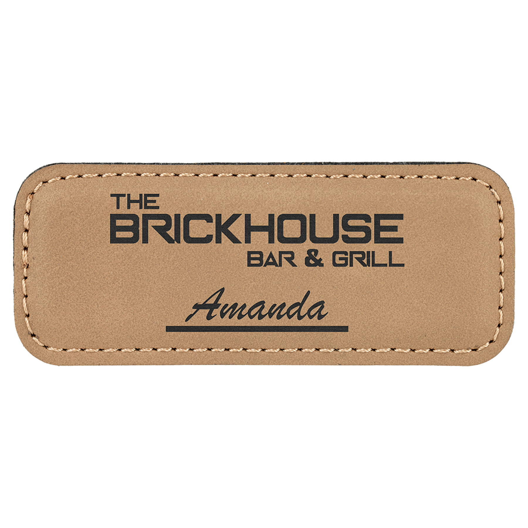 Leatherette Name Badge 1"x3" / Light Brown