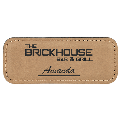 Leatherette Name Badge 1"x3" / Light Brown