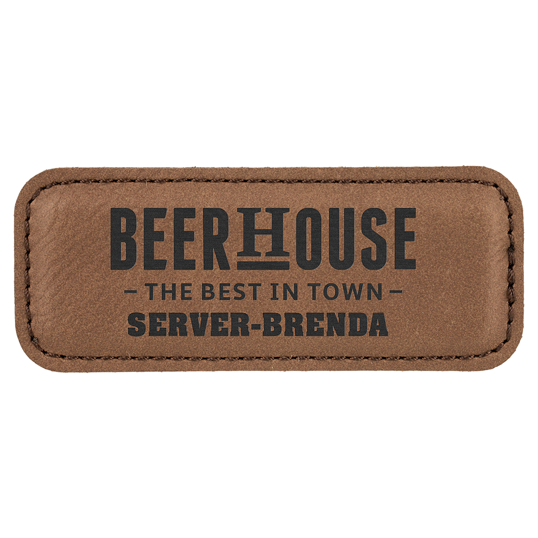 Leatherette Name Badge 1"x3" / Dark Brown