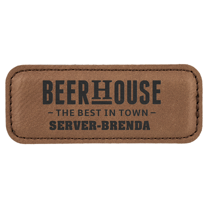 Leatherette Name Badge 1"x3" / Dark Brown