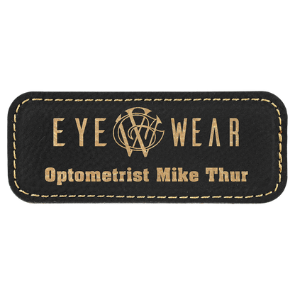 Leatherette Name Badge 1"x3" / Black/Gold